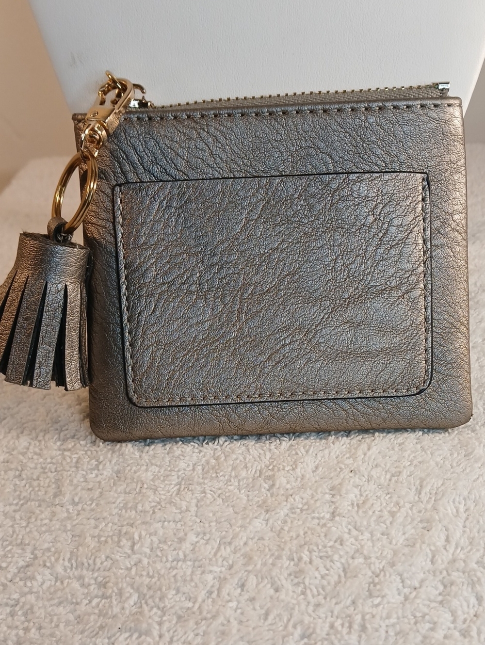 Rose & Remington Metallic Gray Tassel Zip Card Holder/Change Purse